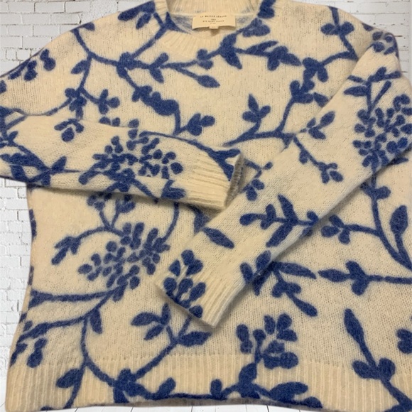 Sezane Pelagie Cream & Ecru Blue Floral Sweater made of Kid Mohair Feminine XS - Picture 5 of 13
